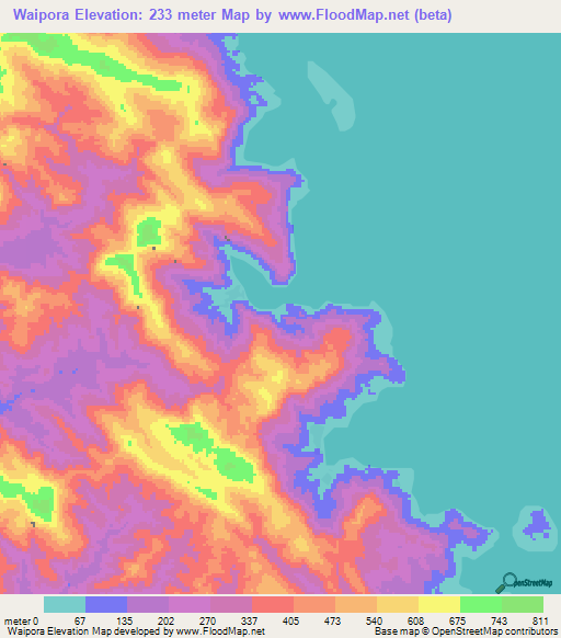 Waipora,Solomon Islands Elevation Map