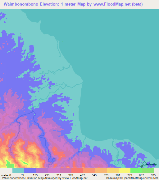 Waimbonombono,Solomon Islands Elevation Map