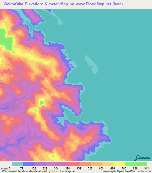 Waima'aka,Solomon Islands Elevation Map