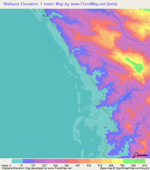 Waibana,Solomon Islands Elevation Map