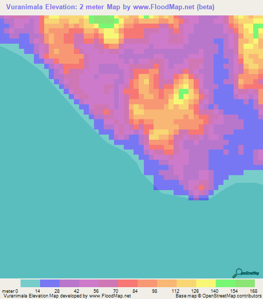 Vuranimala,Solomon Islands Elevation Map