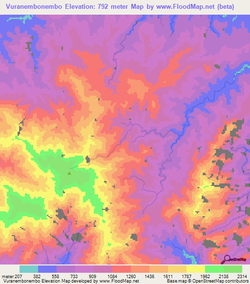 Vuranembonembo,Solomon Islands Elevation Map