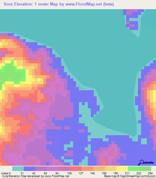 Vura,Solomon Islands Elevation Map