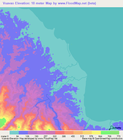 Vuavao,Solomon Islands Elevation Map