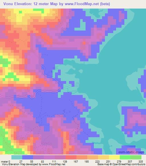 Vonu,Solomon Islands Elevation Map