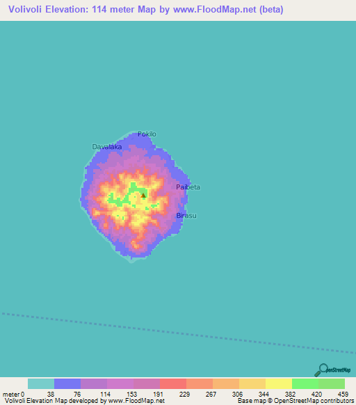 Volivoli,Solomon Islands Elevation Map