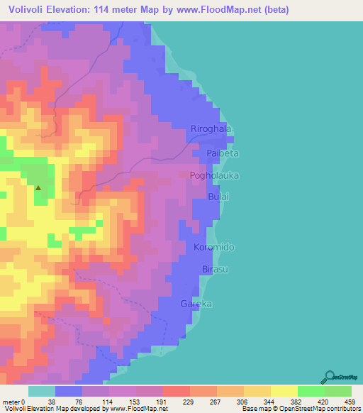Volivoli,Solomon Islands Elevation Map