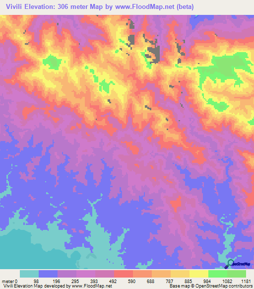 Vivili,Solomon Islands Elevation Map