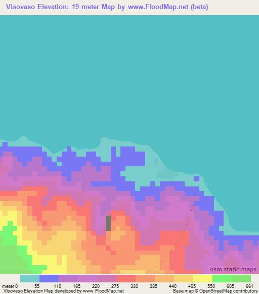 Visovaso,Solomon Islands Elevation Map