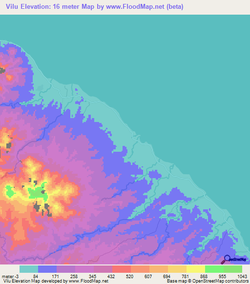 Vilu,Solomon Islands Elevation Map