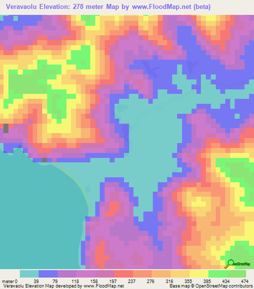 Veravaolu,Solomon Islands Elevation Map