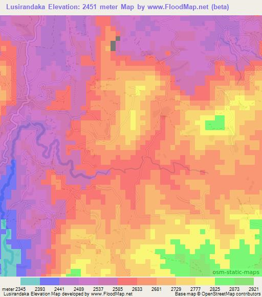 Lusirandaka,Congo (Kinshasa) Elevation Map
