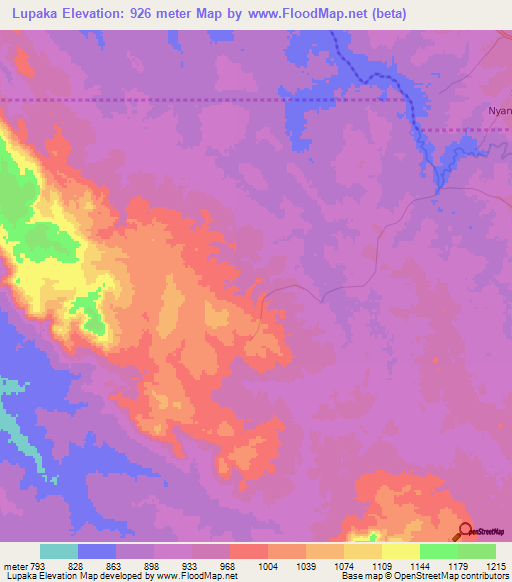 Lupaka,Congo (Kinshasa) Elevation Map