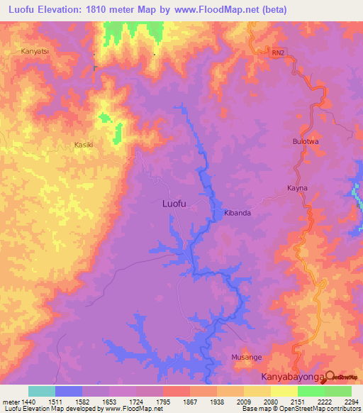 Luofu,Congo (Kinshasa) Elevation Map