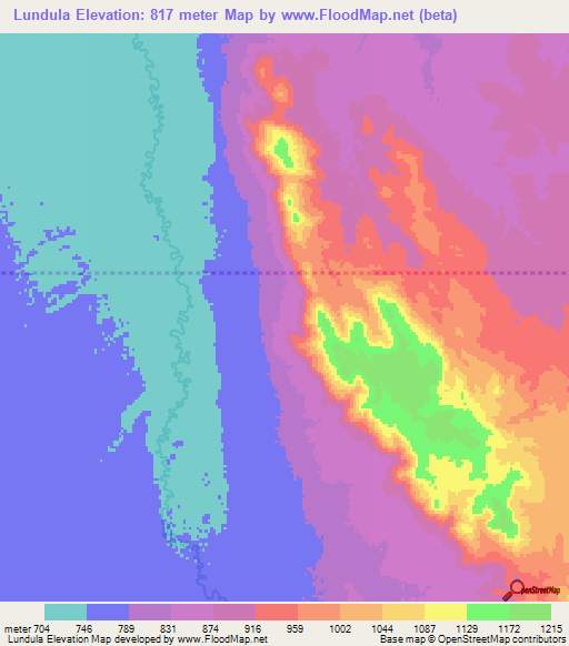 Lundula,Congo (Kinshasa) Elevation Map