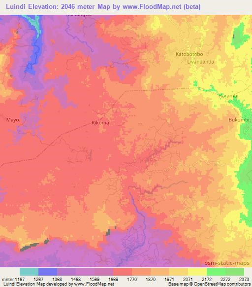 Luindi,Congo (Kinshasa) Elevation Map