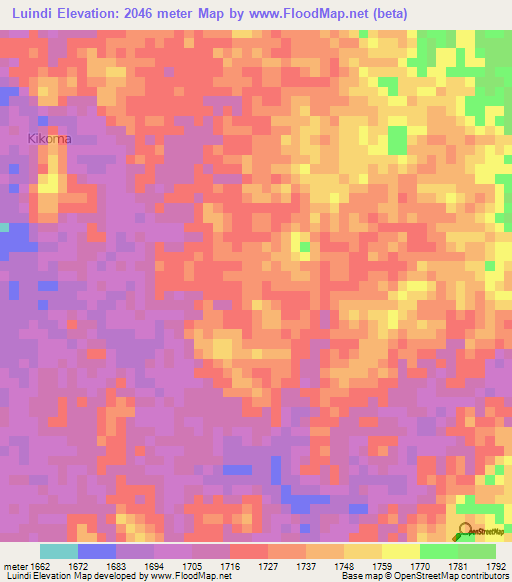 Luindi,Congo (Kinshasa) Elevation Map