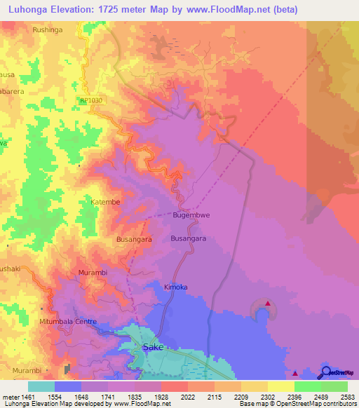 Luhonga,Congo (Kinshasa) Elevation Map
