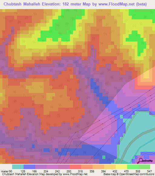 Chubtash Mahalleh,Iran Elevation Map