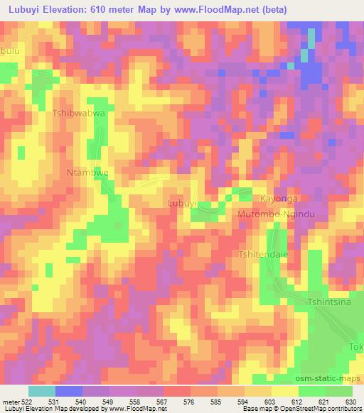 Lubuyi,Congo (Kinshasa) Elevation Map