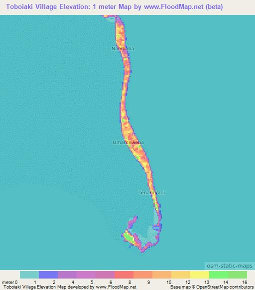 Toboiaki Village,Kiribati Elevation Map
