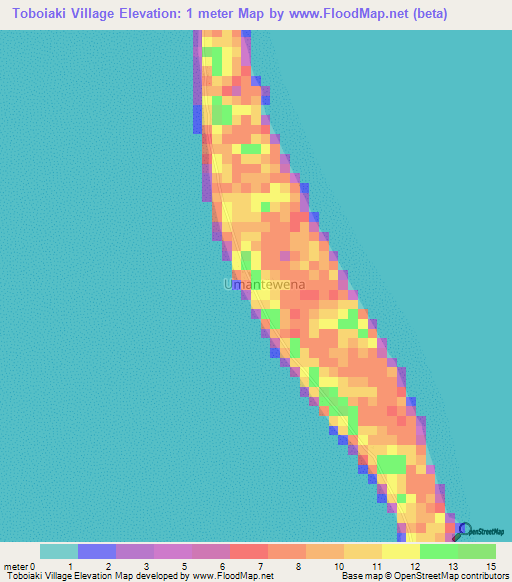 Toboiaki Village,Kiribati Elevation Map