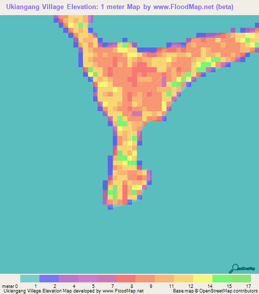 Ukiangang Village,Kiribati Elevation Map