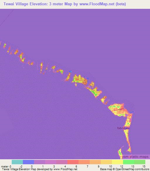 Tewai Village,Kiribati Elevation Map