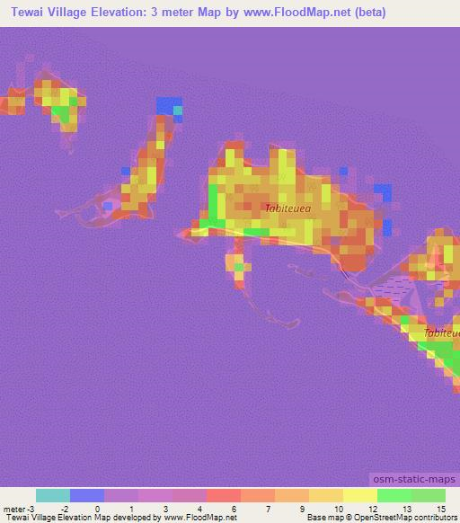 Tewai Village,Kiribati Elevation Map