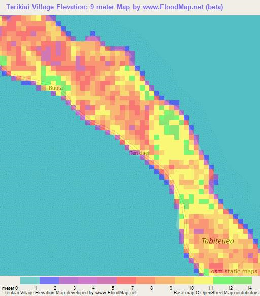 Terikiai Village,Kiribati Elevation Map