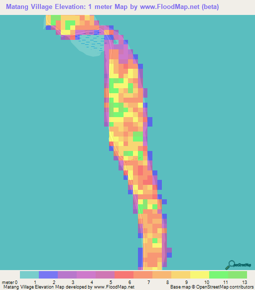 Matang Village,Kiribati Elevation Map