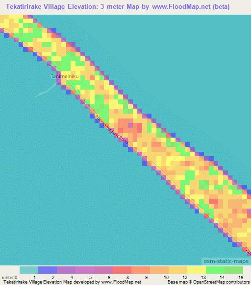 Tekatirirake Village,Kiribati Elevation Map