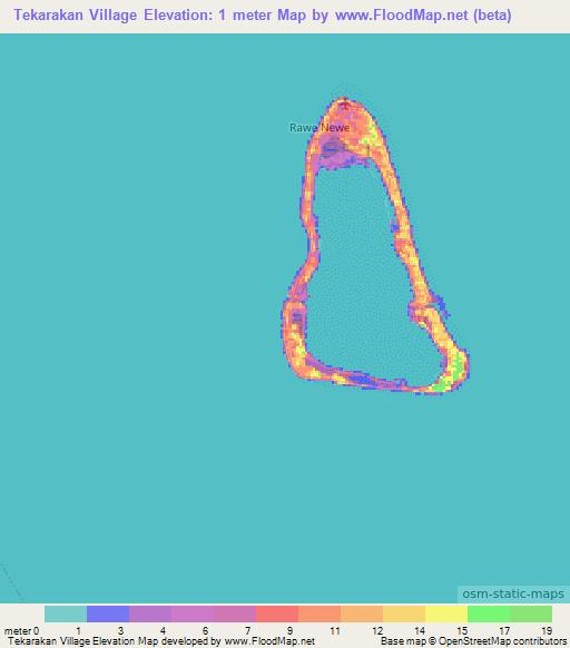 Tekarakan Village,Kiribati Elevation Map