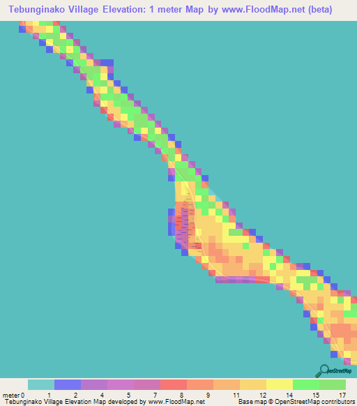 Tebunginako Village,Kiribati Elevation Map