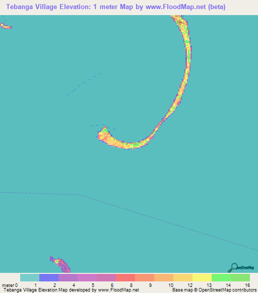 Tebanga Village,Kiribati Elevation Map