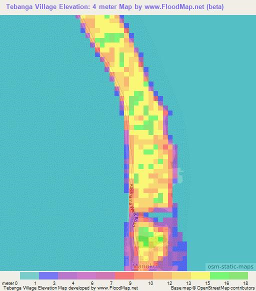 Tebanga Village,Kiribati Elevation Map