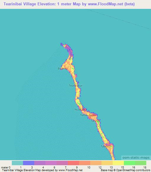 Tearinibai Village,Kiribati Elevation Map