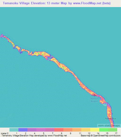 Temanoku Village,Kiribati Elevation Map