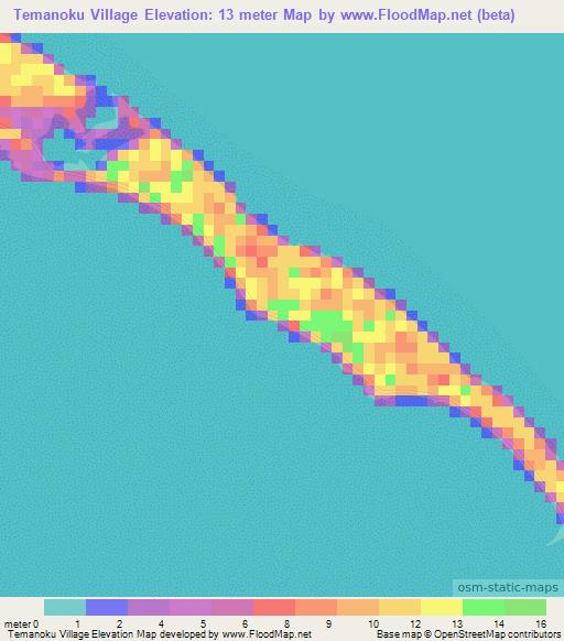 Temanoku Village,Kiribati Elevation Map