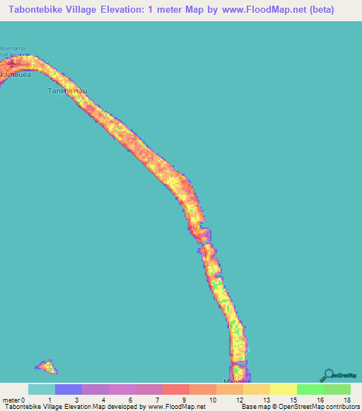 Tabontebike Village,Kiribati Elevation Map