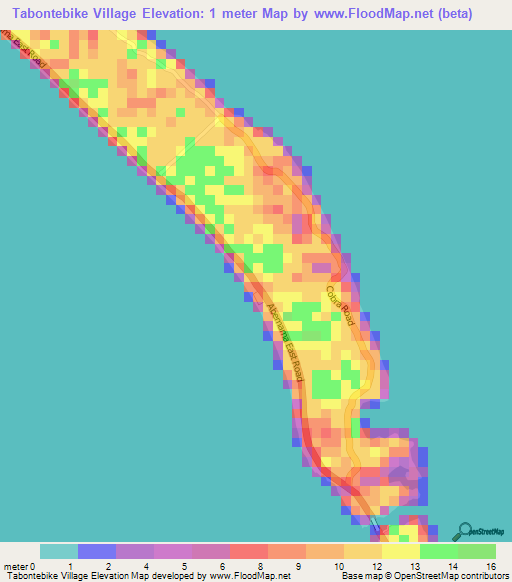 Tabontebike Village,Kiribati Elevation Map