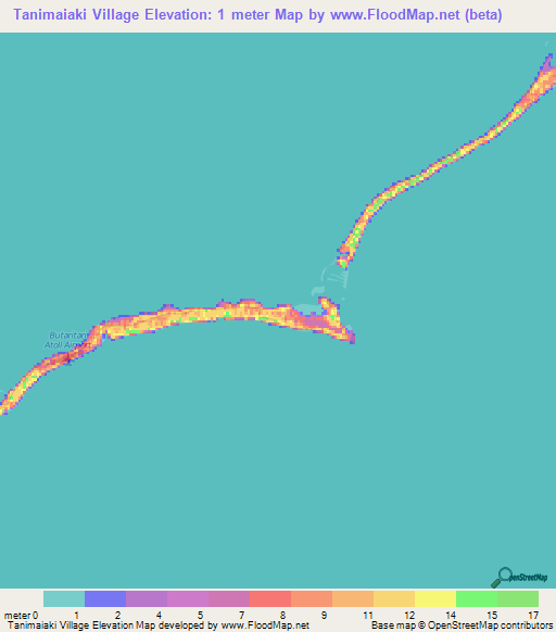 Tanimaiaki Village,Kiribati Elevation Map