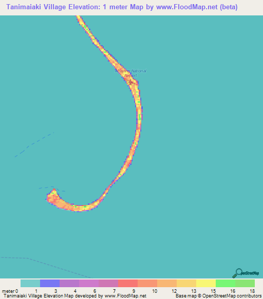 Tanimaiaki Village,Kiribati Elevation Map
