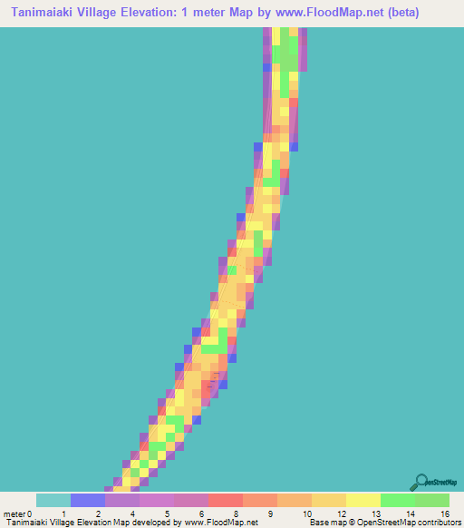 Tanimaiaki Village,Kiribati Elevation Map