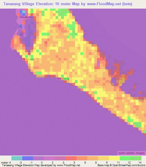Tanaeang Village,Kiribati Elevation Map