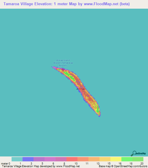 Tamaroa Village,Kiribati Elevation Map