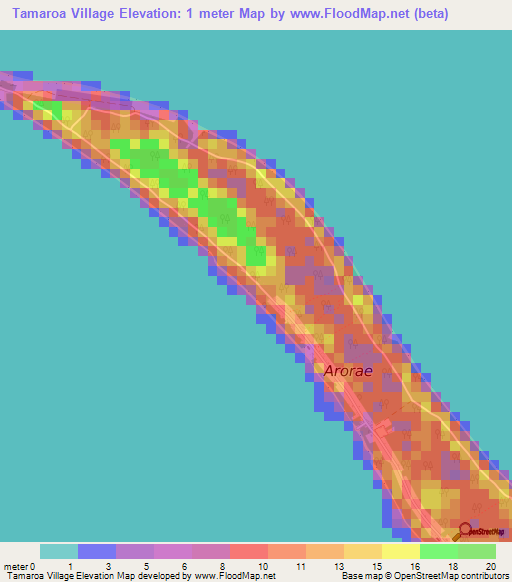 Tamaroa Village,Kiribati Elevation Map