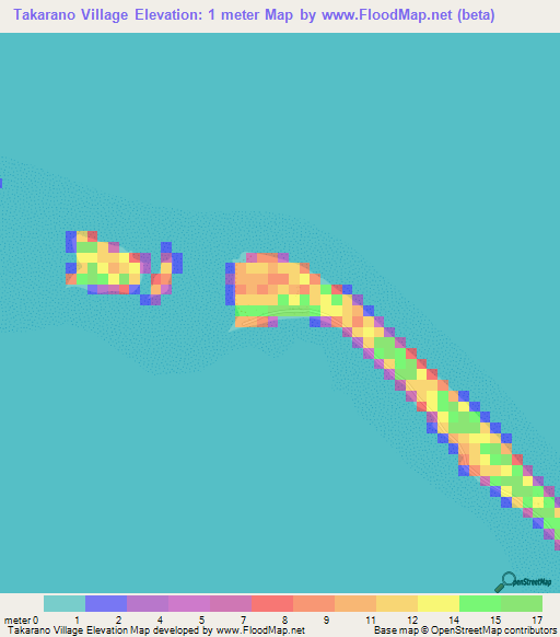 Takarano Village,Kiribati Elevation Map