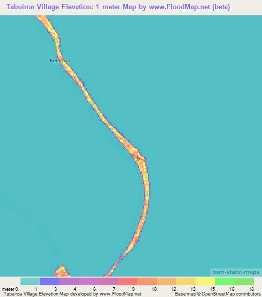 Tabuiroa Village,Kiribati Elevation Map