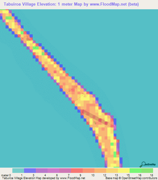 Tabuiroa Village,Kiribati Elevation Map
